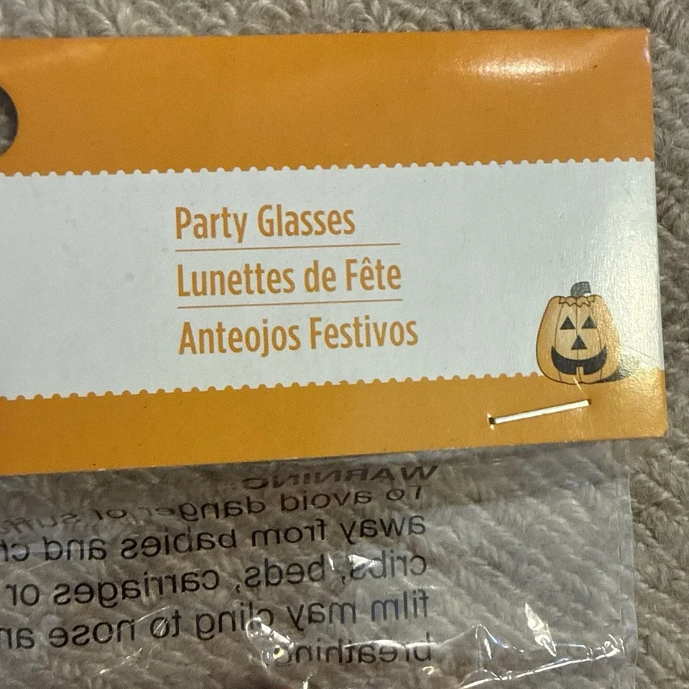 Pumpkin Party Eye Glasses for Dress Up Halloween Party NEW Package Kids/Junior